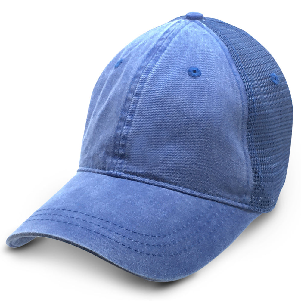 Ocean blue mesh hat for big heads