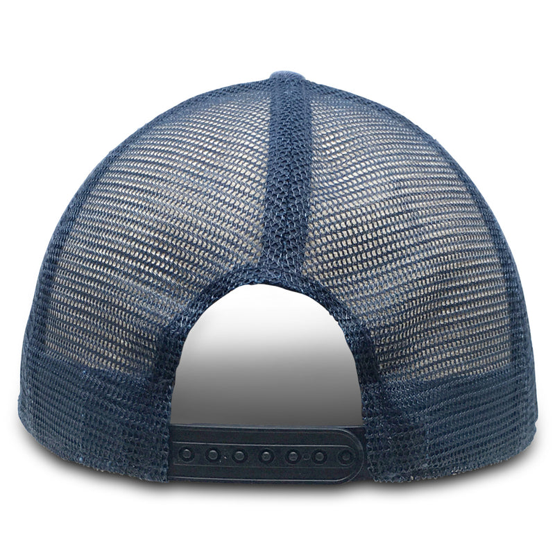 big trucker hat in blue - backview