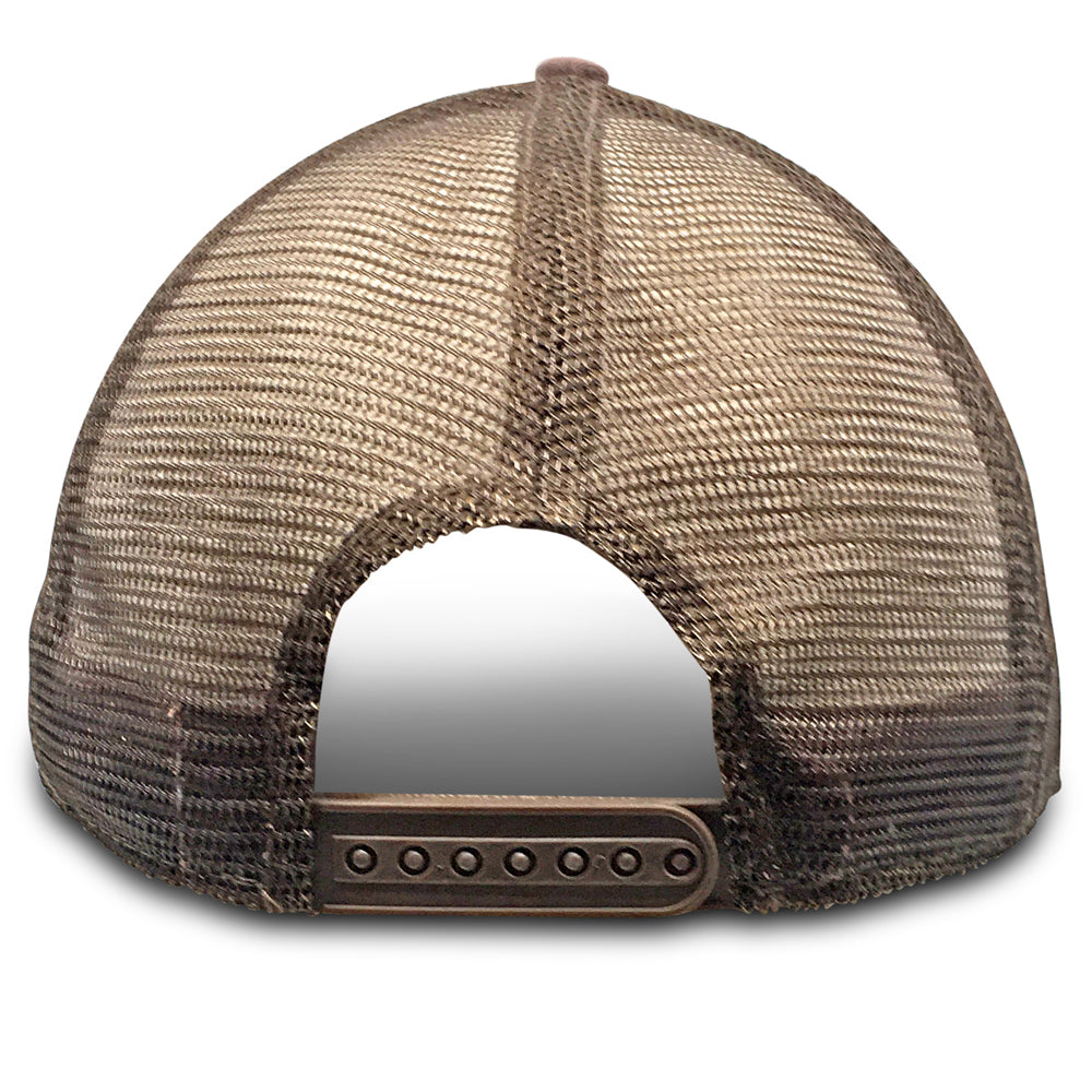 brown big trucker hat back view