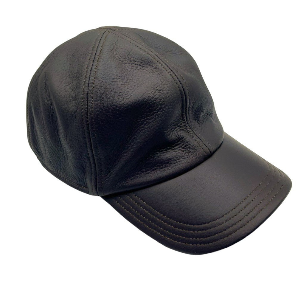 Wigens Dark Brown Elk Leather Baseball Cap with hidden Earflaps top right view