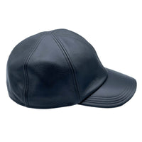 Wigens Black Elk Leather Baseball Cap with hidden Earflaps view four