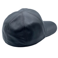 Wigens Black Elk Leather Baseball Cap with hidden Earflaps back view