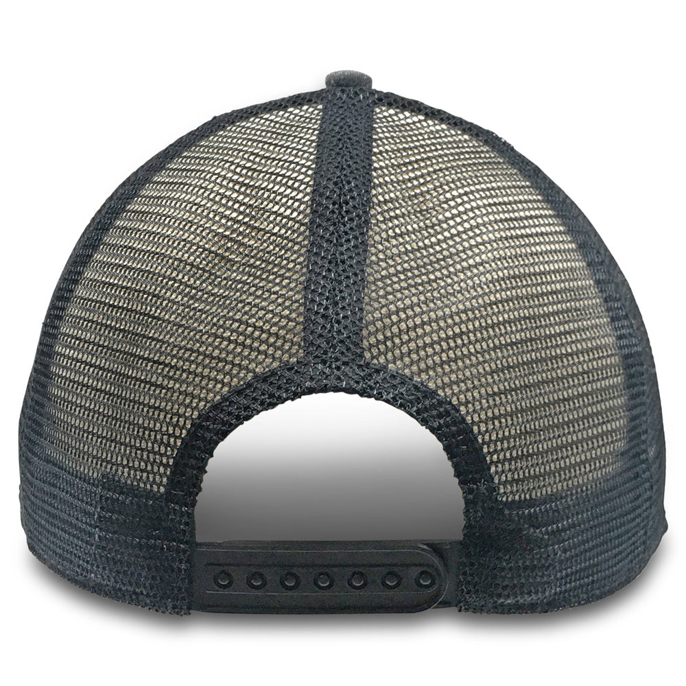 black trucker hat for big heads - weathered style