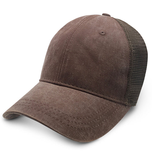 brown trucker hat for big heads - weathered style